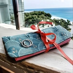 Vintage Jewelry Travel Case, Blu, Pnk, Brn, 7x3